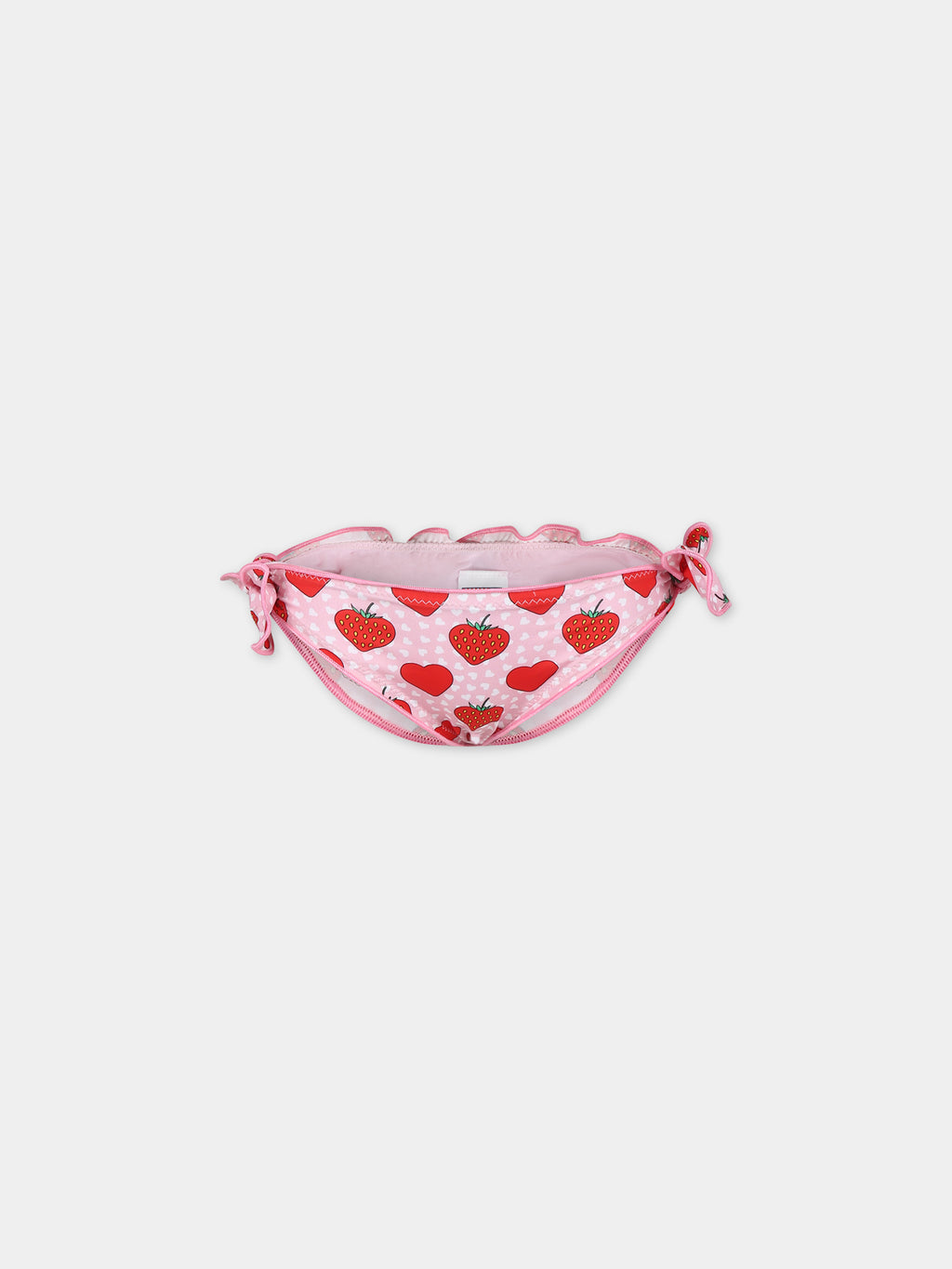 Slip mare rosa per bambina con fragole e cuori